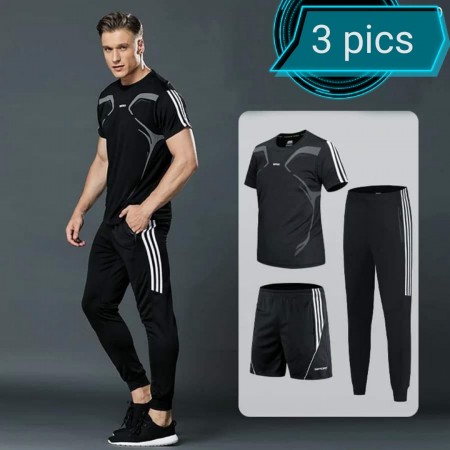 (Size-M) Stylish Tracksuit Trouser & T-Shirt Set (3pc)