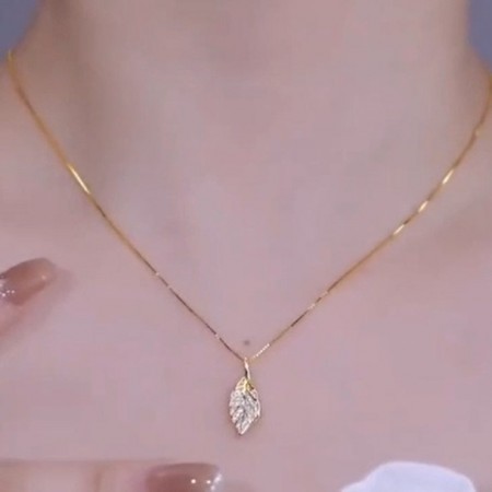 24k gold plated locket chain leaf