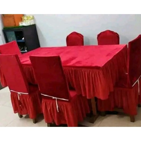 Velvet Chair cover Merun 6 ps+Table cover set