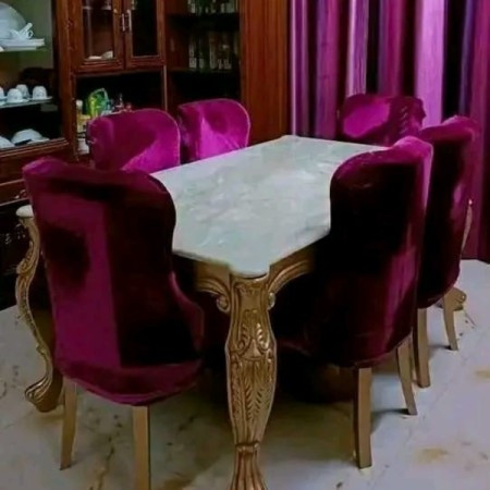 Velvet Chair cover purpel 6 ps+Table cover set